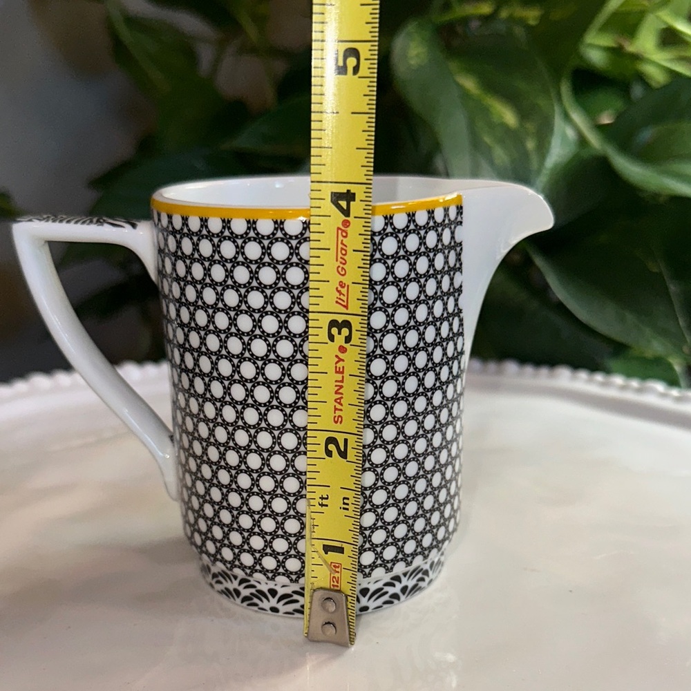 Ted Baker Langdon Portmcirion Black and White Geometric Creamer with Yellow Trim